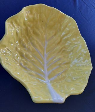 11 " Large Salad Serving Bowl,  Yellow Cabbage Secla Made In Portugal