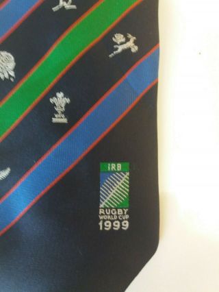 Irb 1999 Rugby World Cup Rugby Club Tie Blue Polyester Vintage T84