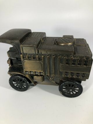 Vintage 1906 Brass Metal Mack Truck Coin Bank,  The Armstrong County Trust Co