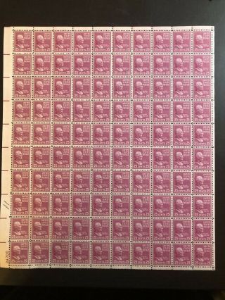 Scott 829,  25c Stamp William Mckinley Sheet Of 100 Mnh Og Quality
