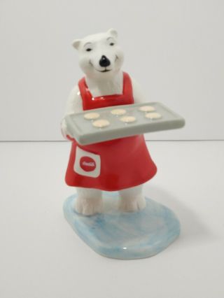 Vintage 1997 Coca - Cola Figurine Polar Bear With Tray Of Cookies 5 In Tall