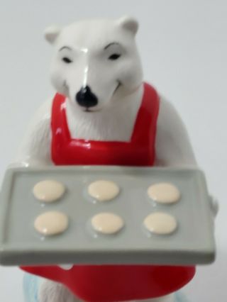 Vintage 1997 Coca - Cola figurine polar bear with tray of cookies 5 in tall 2
