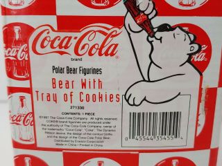 Vintage 1997 Coca - Cola figurine polar bear with tray of cookies 5 in tall 3