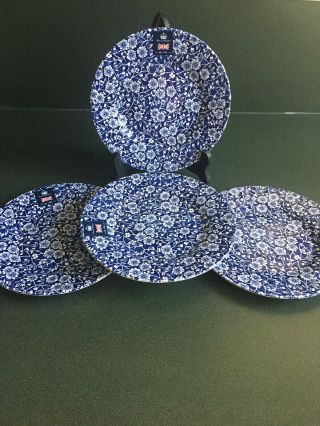 Royal Wessex By Churchill Set 4 Calico Blue Nwt Dinner Plates - England