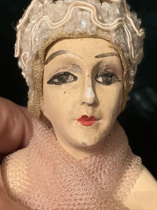 Antique Chalkware Boudoir Flapper 1930s Seashell Pin Dish Doll Carnival Prize 2