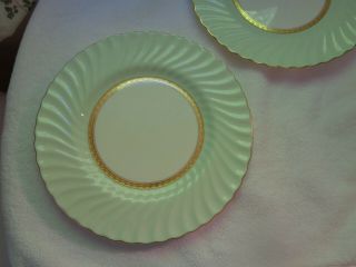 Set Of 2 Vtg Minton Tiffany & Co.  10 1/2 " Dinner Plates Green Gold Somerset