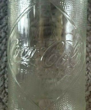 Vintage Coca Cola Coke Clear Bottle Embossed Diamond 10 Ounce Straight Side