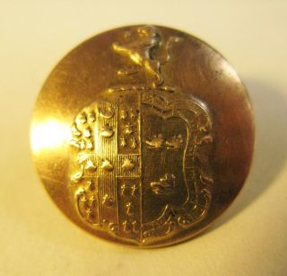 Large Antique Brass Livery Button With A Coat Of Arms 24mm
