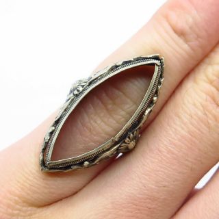 Antique Victorian 925 Sterling Silver Gold Plated Floral Ring Size 3.  5 / Missing