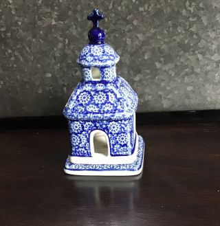 Hand Made Pottery Poland Artistic Ceramics Votive Tea Light Candle Holder Chapel