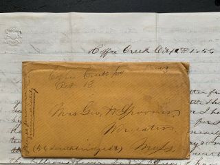 1856 Coffee Creek Indiana Dpo R6,  Letter Billious Fever Malaria,  Mn Territory,