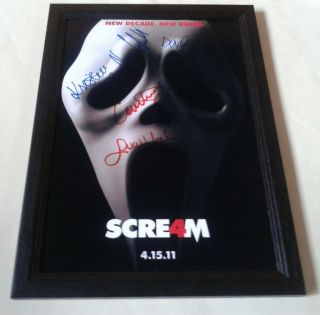Scream 4 Cast X5 Signed & Framed 12 " X8 " Poster Courteney Cox