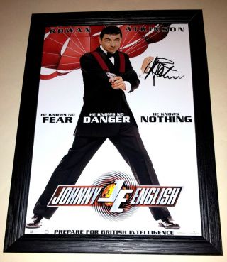 Johnny English Pp Signed & Framed 12 " X8 " Poster Rowan Atkinson