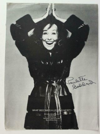 Paulette Goddard (1910 - 1990) Autograph Blackglama Fur Coat Ad