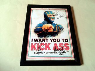 Kick Ass Castx3 Signed & Framed 12 " X8 " Poster Aoron Johnson Nicolas Cage