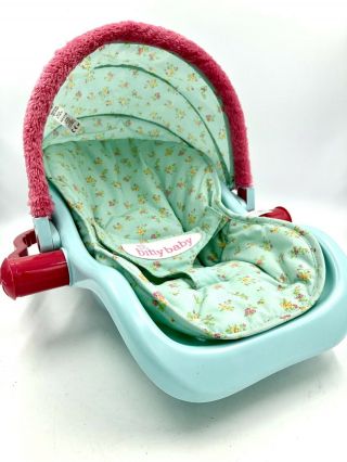 American Girl Bitty Baby Car Seat Carrier Pink And Green With Flower Pattern
