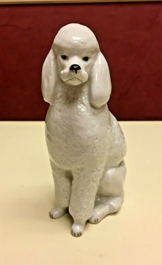 Vintage Lomonosov Tall White French Poodle Dog Ussr (russia) 6.  25 " Porcelain