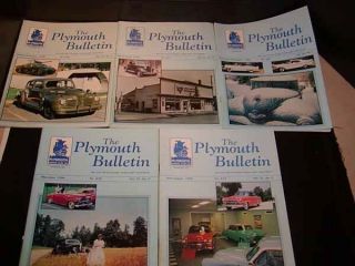 Vintage Auto Magazines C1996 " The Plymouth Bulletin " 5 In All