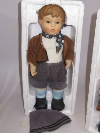 Collectible Set Alpine Boy Girl Doll Handpainted Bisque Porcelain 10”damaged Box