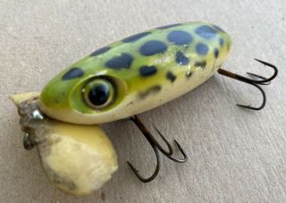 Arbogast Jitterbug Ww2 Plastic Lip - Vintage Topwater - Frog Pattern