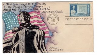 978 Abraham Lincoln Dorothy Knapp Hand Painted 1948 Fdc - Special