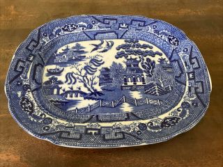 Allertons Blue Willow Serving Platter Made In England 11” X 9 "