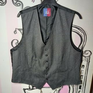 Mens Size 40 Vintage As Sovereign Grey Pure Wool Button Formal Waistcoat