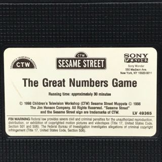 Sesame Street Great Numbers Game VHS Video Tape VCR VTG Elmo Kids Rare 2
