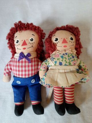 Vintage Knickerbocker Mini Miniature Raggedy Ann And Andy Dolls