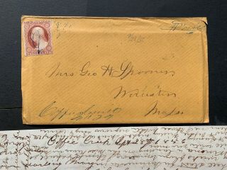1856 Coffee Creek Indiana Dpo R6,  Letter Yellow Fever Medical,  Railroad Crash,