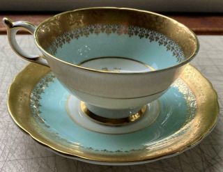 Paragon Tea Cup & Saucer Set Blue,  Gold,  Floral A - 4015/4