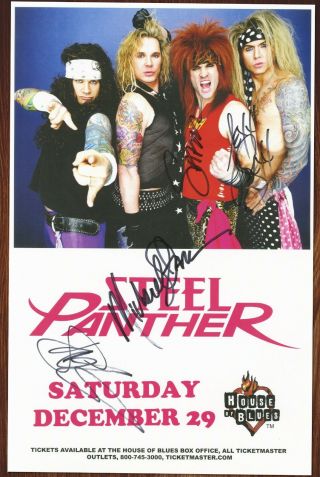 Steel Panther Autographed Concert Poster Lexxi Foxx,  Michael Starr,  Satchel