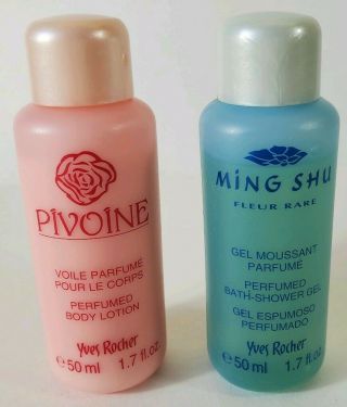Vintage Yves Rocher " Ming Shu Fleur " Shower Gel & " Pivoine " Body Lotion,  Travel