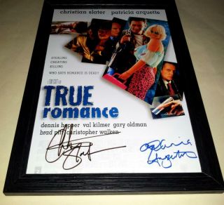 True Romance Cast X2 Pp Signed & Framed 12 " X8 " Poster Christian Slater
