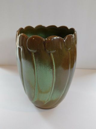Vintage Frankoma Early Prairie Green/brown Vase Number 79.  8 Inches Tall