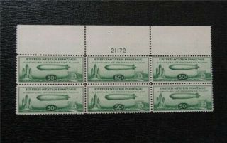 Nystamps Us Air Mail Plate Block Stamp C18 Mognh $700 P Block Of 6 M7x1306