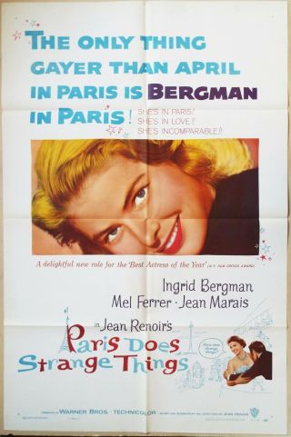 Paris Does Strange Things 1957 Ingrid Bergman Us One Sheet Poster