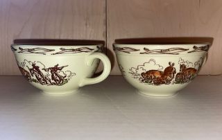 2 Vintage Vernon Kilns California Pottery Winchester 73 Frontier Days - Teacups