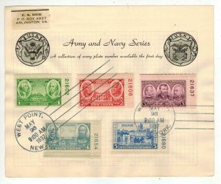 Fr Rice " Diaries " Fdc Army / Navy Heroes 785 - 789 Cacheted Page Only 1 P Singles