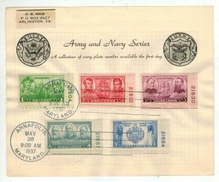 Fr Rice " Diaries " Fdc Army / Navy Heroes 790 - 794 Cacheted Page Only 1 P Singles