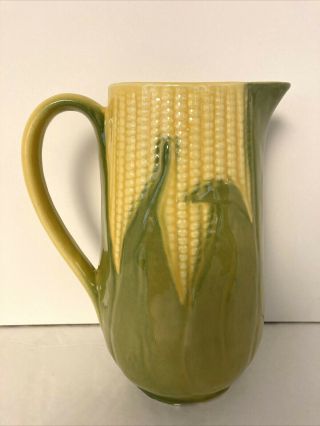 Shawnee Pottery 71 Pitcher Corn King 9in High Vintage Green Yellow Ear Of Corn