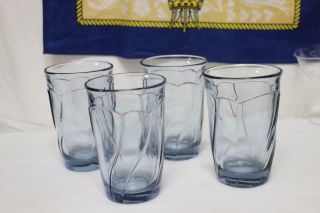 Set Of 4 Noritake Vtg Light Blue Sweet Swirl Highball Tumblers Glasses