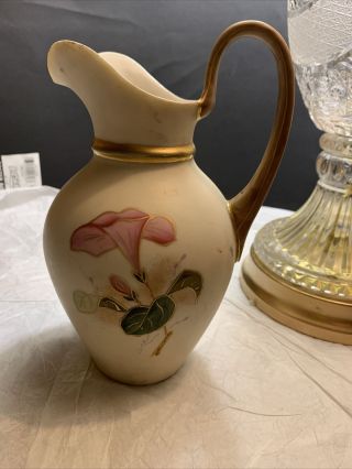 Antique Royal Wettina Robert hanke Hand Painted Floral Pitcher 3