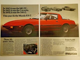 Mazda Rx - 7 Sports Car 1978 Vintage 2 - Page Print Ad Advertisement Approx.  8x11in