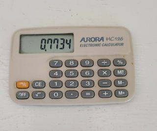 Aurora Hc126 Solar Calculator,  And Pocket Size,  Vintage.