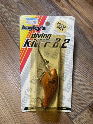Vintage Fishing Lure Bagley’s Diving Killer B2 Ph Florida Great Color On Card