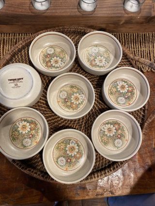 Vintage Set Of 8 Lenox Temper - Ware Magic Garden Fruit Dessert Bowls Floral 4.  75 "