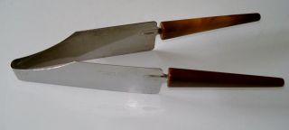 Vintage Stainless Steel Pie Cake Cutter Server Hard Plastic Handles Made In Usa
