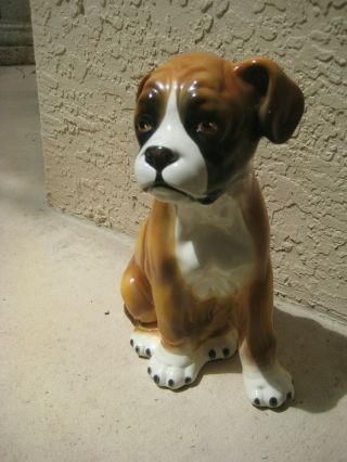 Vintage Large /16” / Ceramic Boxer Dog / Hand Painted / Italy