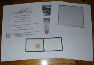Shipwreck Coin From German Submarine Uc78 In Presentation Box & Signed